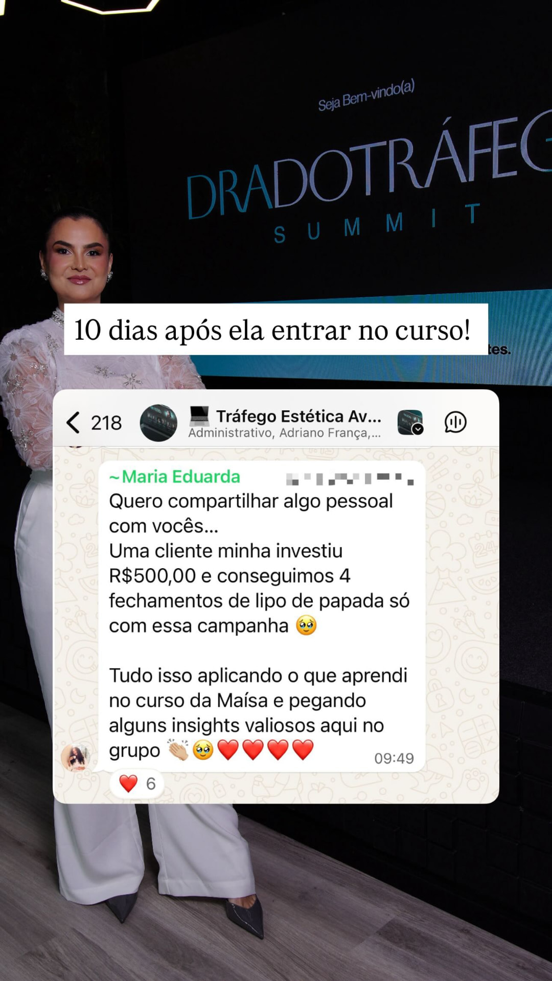 Depoimento de aluno da Formação: 10 dias após ela entrar no curso